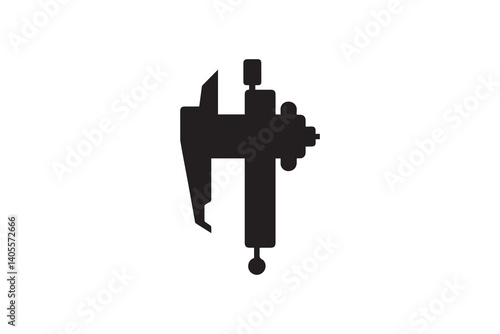 simple Vernier Caliper silhouette icon vector isolated in white background