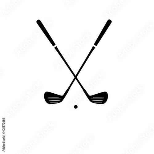 Golf clubs crossed with golf ball on white background, vector illustration. Sports, hobby and entertainment concept. Championships and tournaments, local club to attend