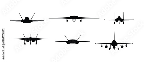 Jet Plane Silhouette Front View Design