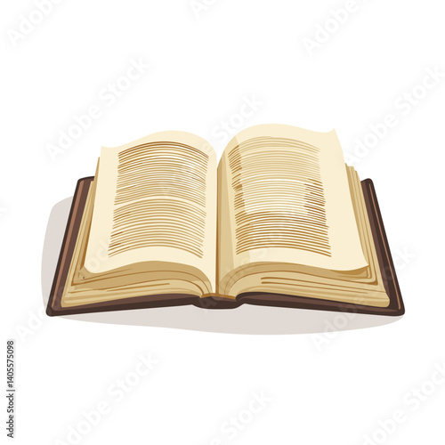 Open prayer book illustration in traditional style
