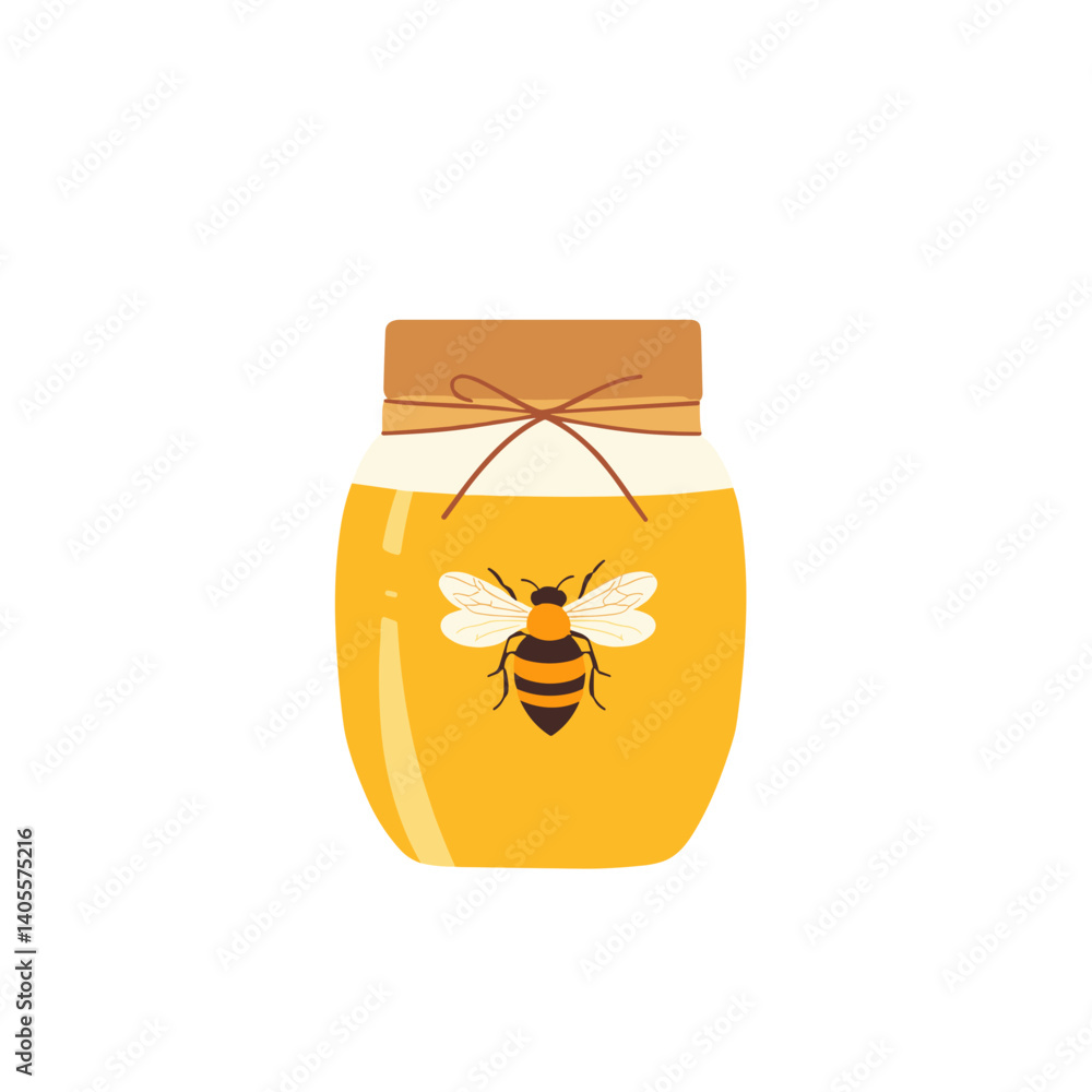 Naklejka premium Honey jar illustration with bee symbol for New Year 