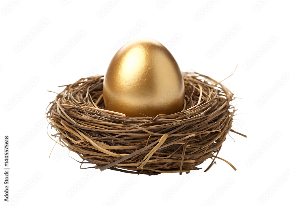 Golden egg in a bird's nest. Concept of wealth, investment, and financial security. Golden egg in a bird's nest. Concept of wealth, investment, and financial security.