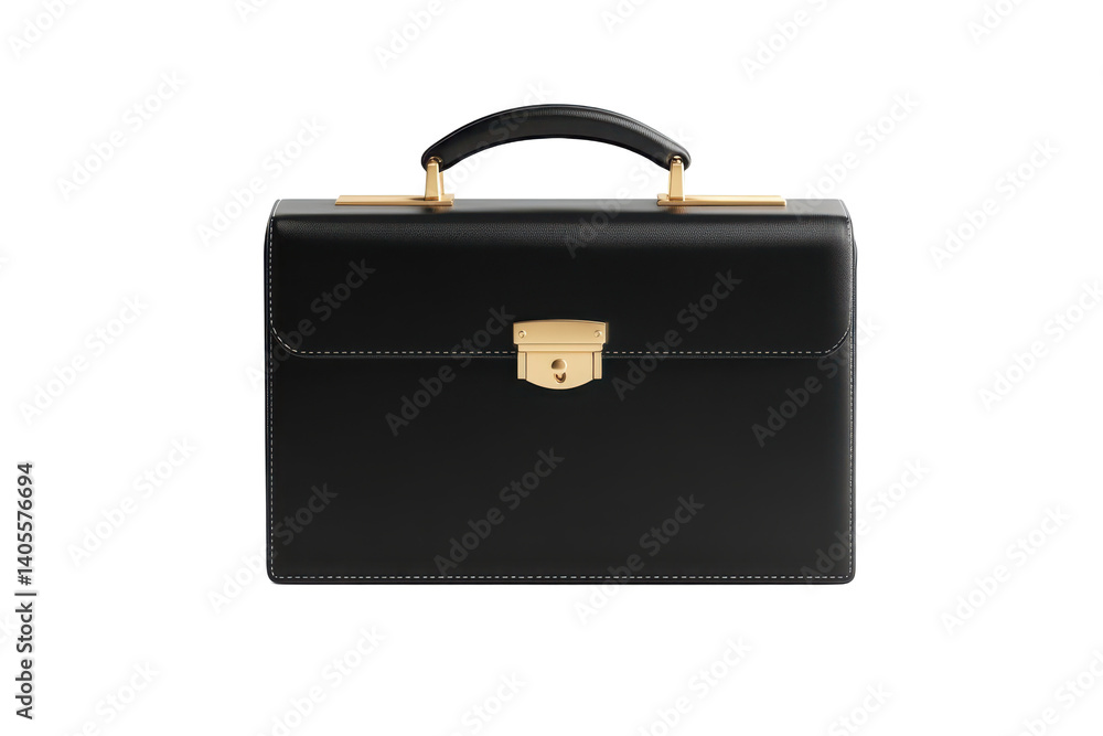 3D Black Briefcase with Gold Clasps and Sleek Handle Premium Business and Professional Mockup on Transparent Background. 3D Black Briefcase with Gold Clasps and Sleek Handle Premium Business and Professional Mockup on Transparent Background.