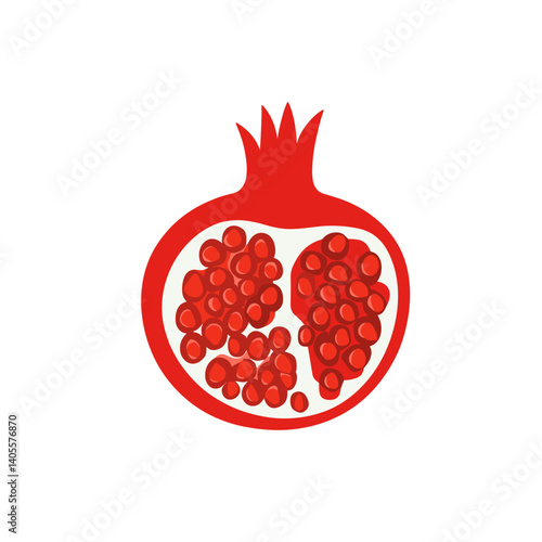 Half pomegranate with seeds on white background
