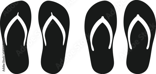 Flip-Flops Silhouette Vector Illustration. Flip-Flop Sandals Silhouette Icon. Beach Slippers Silhouette.