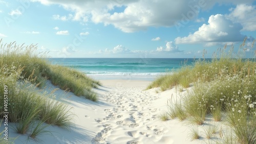 Fototapeta Naklejka Na Ścianę i Meble -  Footprints of Peaceful Beach