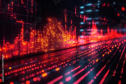 Wallpaper Mural Visual representation of data streams in a digital landscape with glowing red patterns and abstract lines Torontodigital.ca