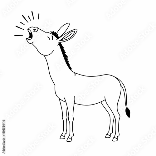 black and white donkey braying clip art preview