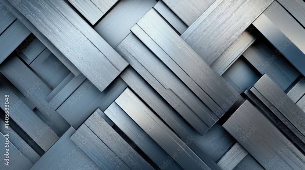 A bold geometric industrial pattern with seamless overlapping steel elements forming a futuristic manufacturing concept
