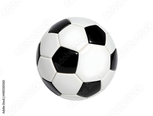 A black and white soccer ball on transparent background 