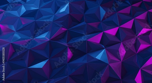 Generative AI, Hi-tech metallic design, repeating 3D triangle mesh, background image