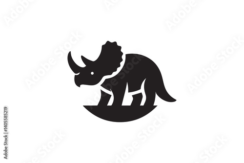 simple Triceratop silhouette icon vector isolated in white background