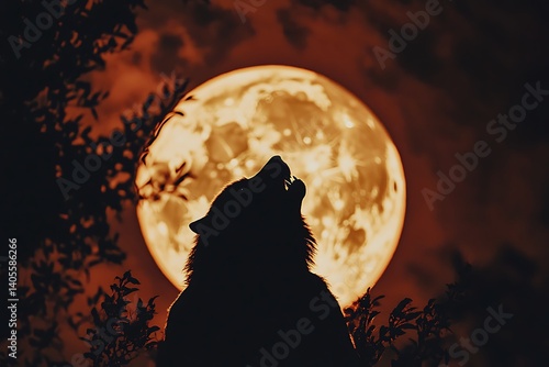 a wolf howling at the moon