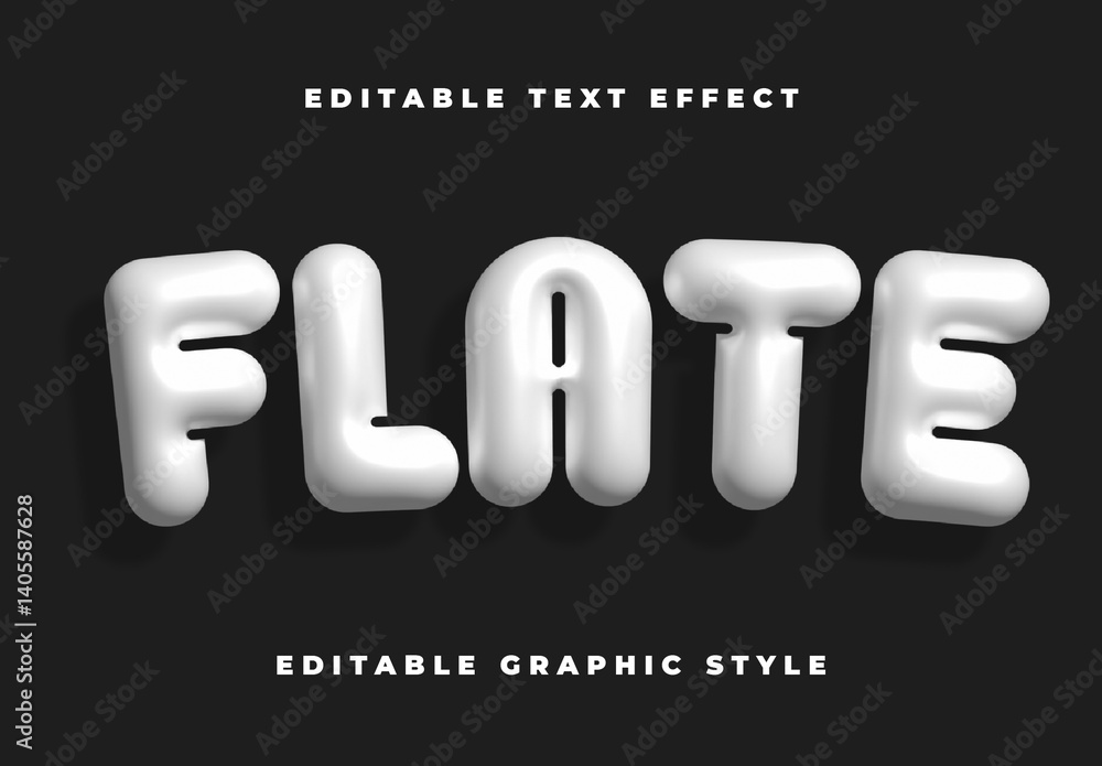 White Inflated Glossy 3D Font Bubble Puffy Text Effect Stock Template ...