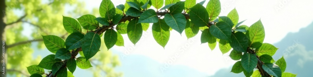 Naklejka premium Whimsical leaf garland draped over a wedding arch, elegant, romantic