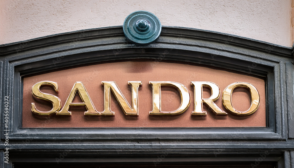 Obraz premium sandro sign text shop and logo brand store chain on wall facade entrance on fashion clothing