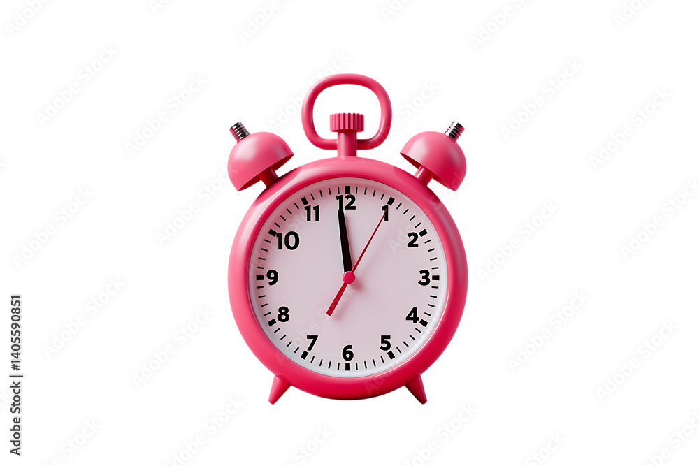 Pink alarm clock shows on transparent background Pink alarm clock shows on transparent background