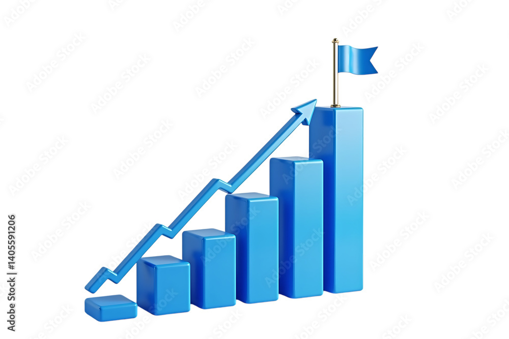 Blue growth chart on transparent background Blue growth chart on transparent background