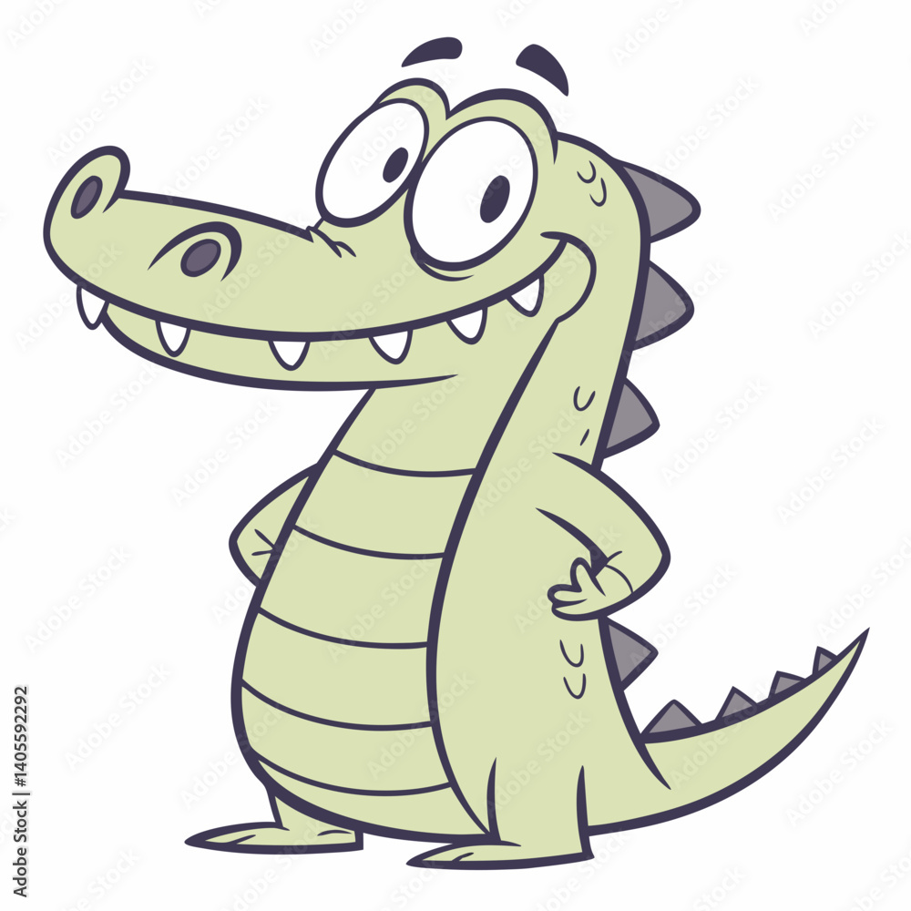 Flat Cartoon Vector Illustration Crocodile Flat Cartoon Vector Illustration Crocodile
