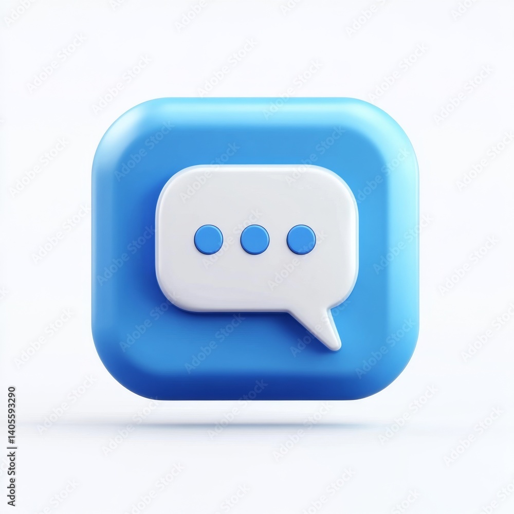 3D Square Chat Icon 3D Square Chat Icon