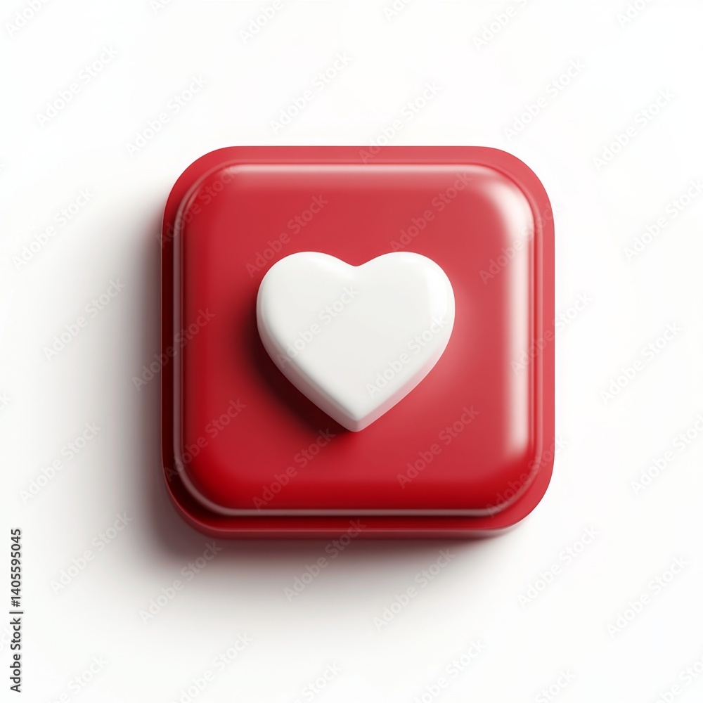 Red square button with white heart icon Red square button with white heart icon