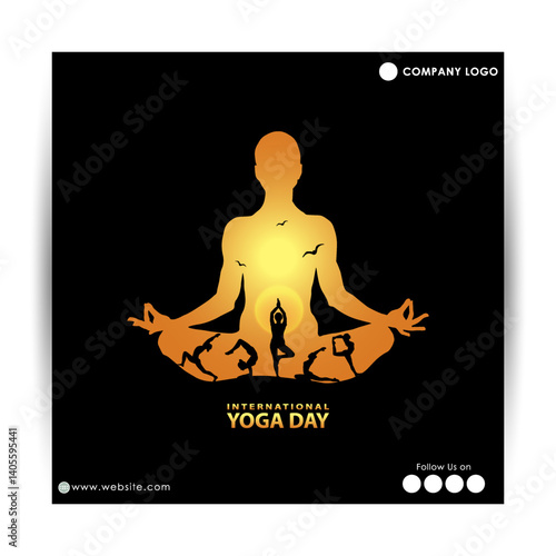 21 june-international yoga day,paper cut yoga body posture, human and sun rays, vector illustration - Vector set	