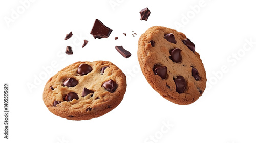 Isolated Chocolate Chip Cookies Photo with Transparent Background