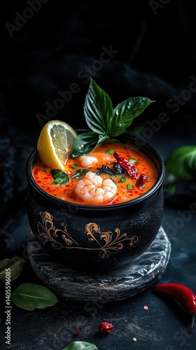 Experience the vibrant flavors of Thai soup with fresh ingredients and stunning visuals