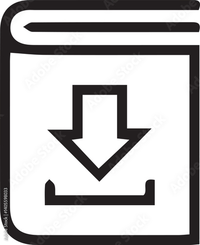 Download Book Icon Vector. Outline Download Book Sign. Isolated Contour Symbol Illustration