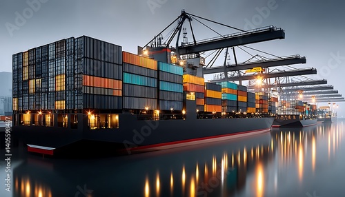 Wallpaper Mural Cargo Ship Docks at Dawn Torontodigital.ca