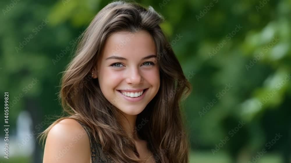 Radiant smile: The portrait of a girl with a beautiful smile radiating pure joy, captured in a headshot. Radiant smile: The portrait of a girl with a beautiful smile radiating pure joy, captured in a headshot.