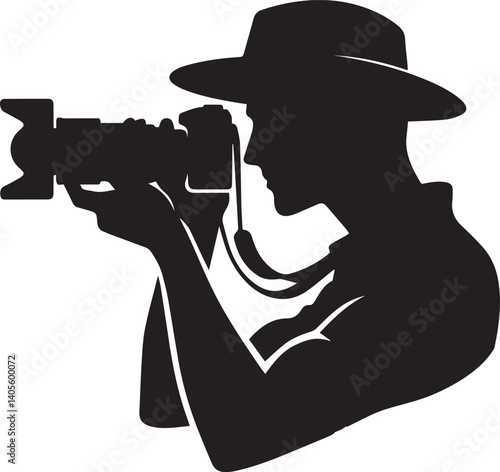 Silhouette of a Male Photographer with DSLR Camera in Action

