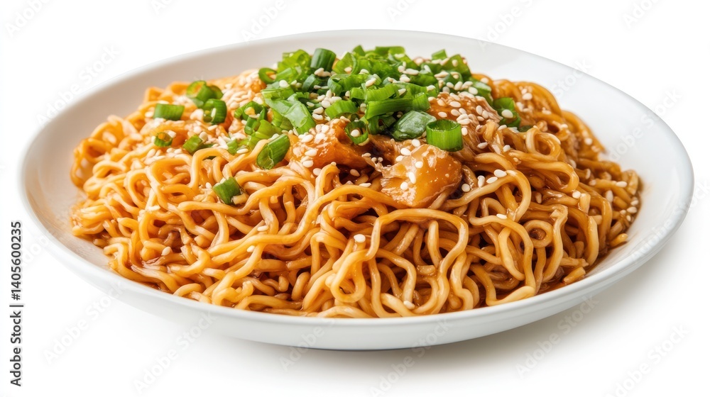 Tasty ramen noodles isolated white backdrop Tasty ramen noodles isolated white backdrop