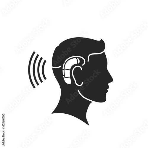 Hearing Aid: A sleek graphic showcases an individual wearing a cutting-edge hearing aid, symbolizing innovation and accessibility in auditory health.