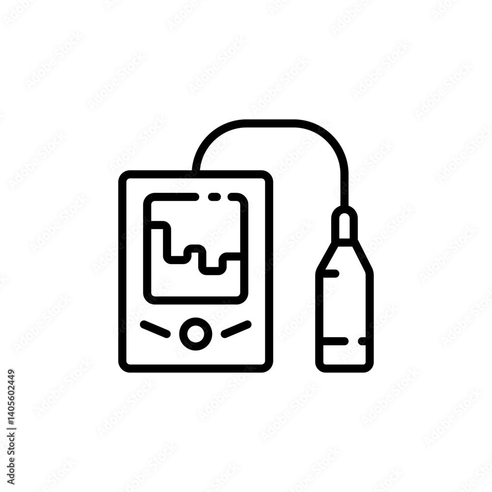 Fish finder line icon. Echo sounder. Depth finder. Fish searching. Outline digital fish finder vector icon for web design isolated on white background. Digital gadget, designed for web and app. Fish finder line icon. Echo sounder. Depth finder. Fish searching. Outline digital fish finder vector icon for web design isolated on white background. Digital gadget, designed for web and app.