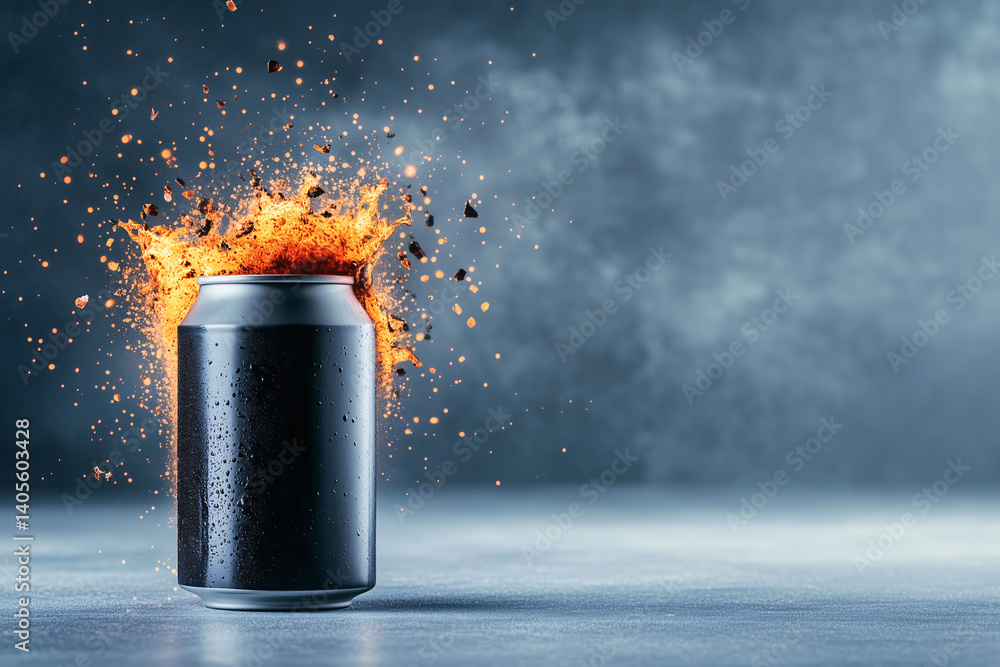 Refreshing Soda Explosion Cold Drink Can with Splashing Beverage