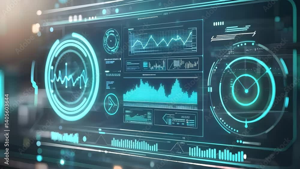 Futuristic Digital Interface with Data Visualization and Graphs Futuristic Digital Interface with Data Visualization and Graphs