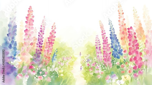 色とりどりの花咲く小道