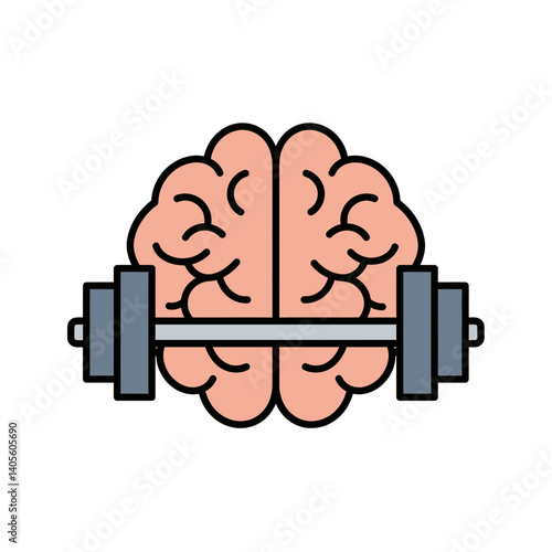 Brain Power Gym: a conceptual illustration of a human brain lifting a weight, representing mental fitness and cognitive enhancement.