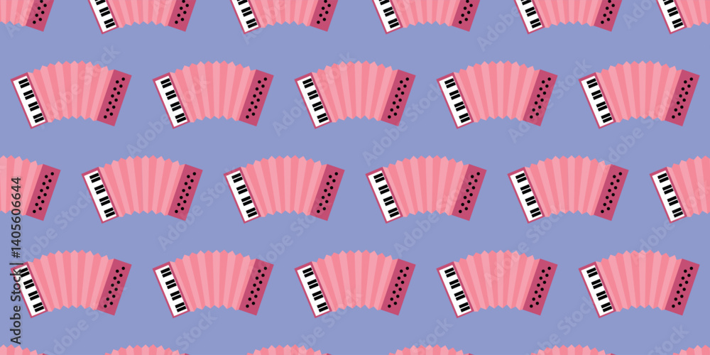 Fototapeta premium Seamless repeating pattern of accordions. Vector illustration.