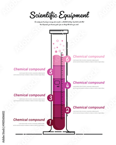 Graduated Cylinder Infographics concept, Education concept can used for science banner, Chemical infographic, Lab data, presentation Science, experiment report.