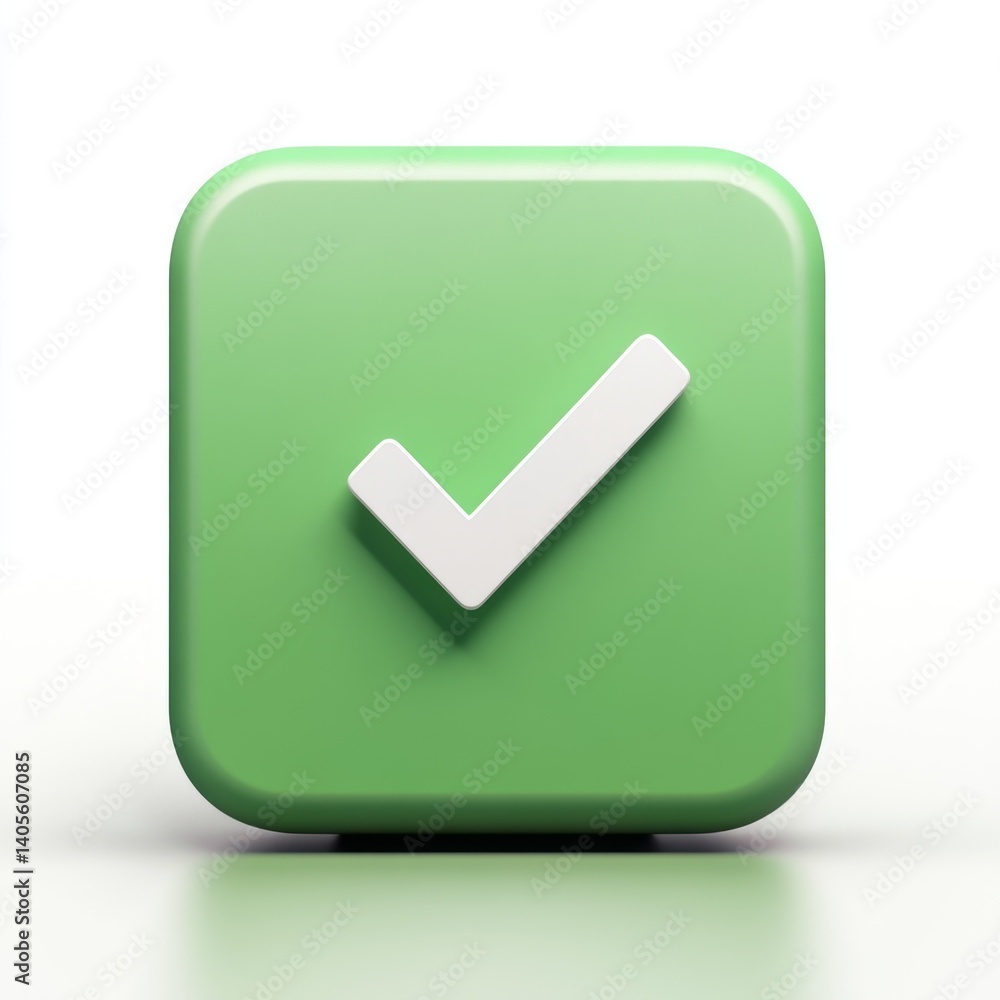 Green square button with a white checkmark Green square button with a white checkmark