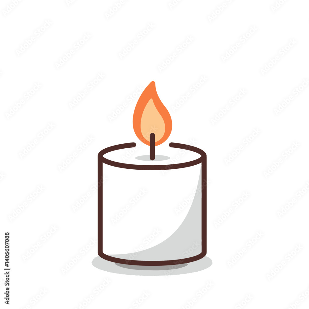 Lit Candle Icon: A simple and modern icon design of a burning candle, perfect for use in branding, websites, and social media. The minimal line art style creates a clean and timeless look. Lit Candle Icon: A simple and modern icon design of a burning candle, perfect for use in branding, websites, and social media. The minimal line art style creates a clean and timeless look.