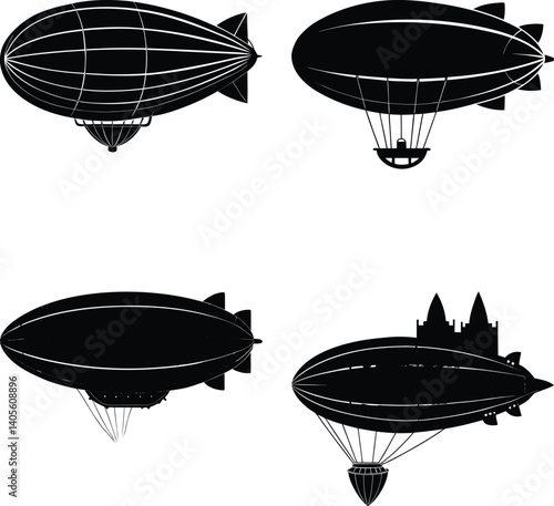 Blimp Silhouette vector illustration