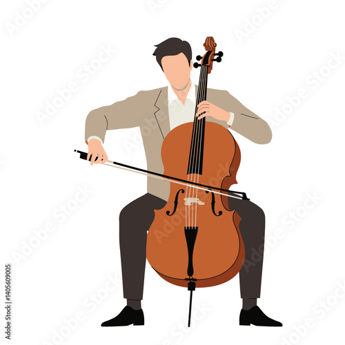 Serenade of Strings: An illustration of a musician engrossed in the art of cello, serenading with strings and melody, evoking a sense of calm, passion, and musical brilliance.
