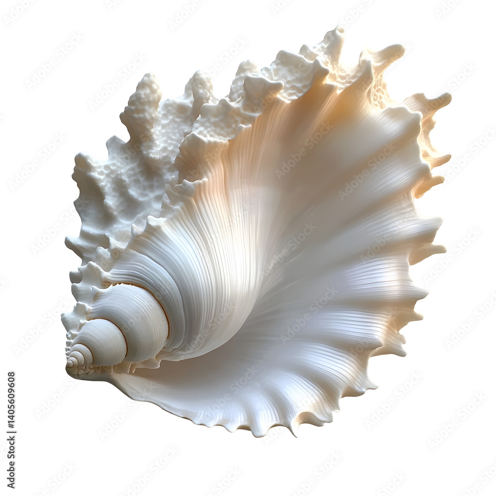 Detailed seashell with intricate texture and form Detailed seashell with intricate texture and form