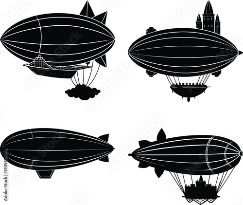 Blimp Silhouette vector illustration
