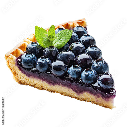 Delicious blueberry pie slice with fresh mint leaves dessert bakery product photography food photography isolated on transparent background