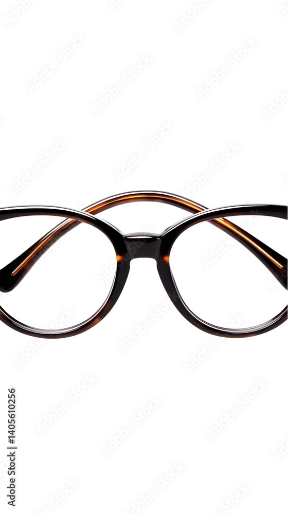 Fototapeta premium Isolated Eyeglasses on Transparent Background with Brown and Black Details