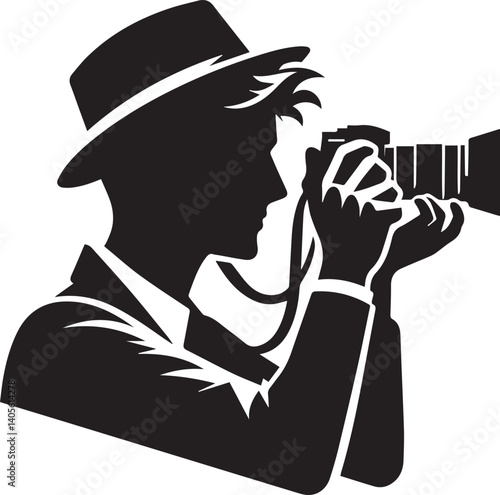 Silhouette of a Male Photographer with DSLR Camera in Action

